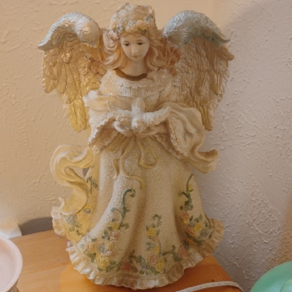 Elegant Cream and Gold Angel Figurine
